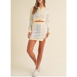 Mable Plaid Pastel cardigan & skirt set. M/L
